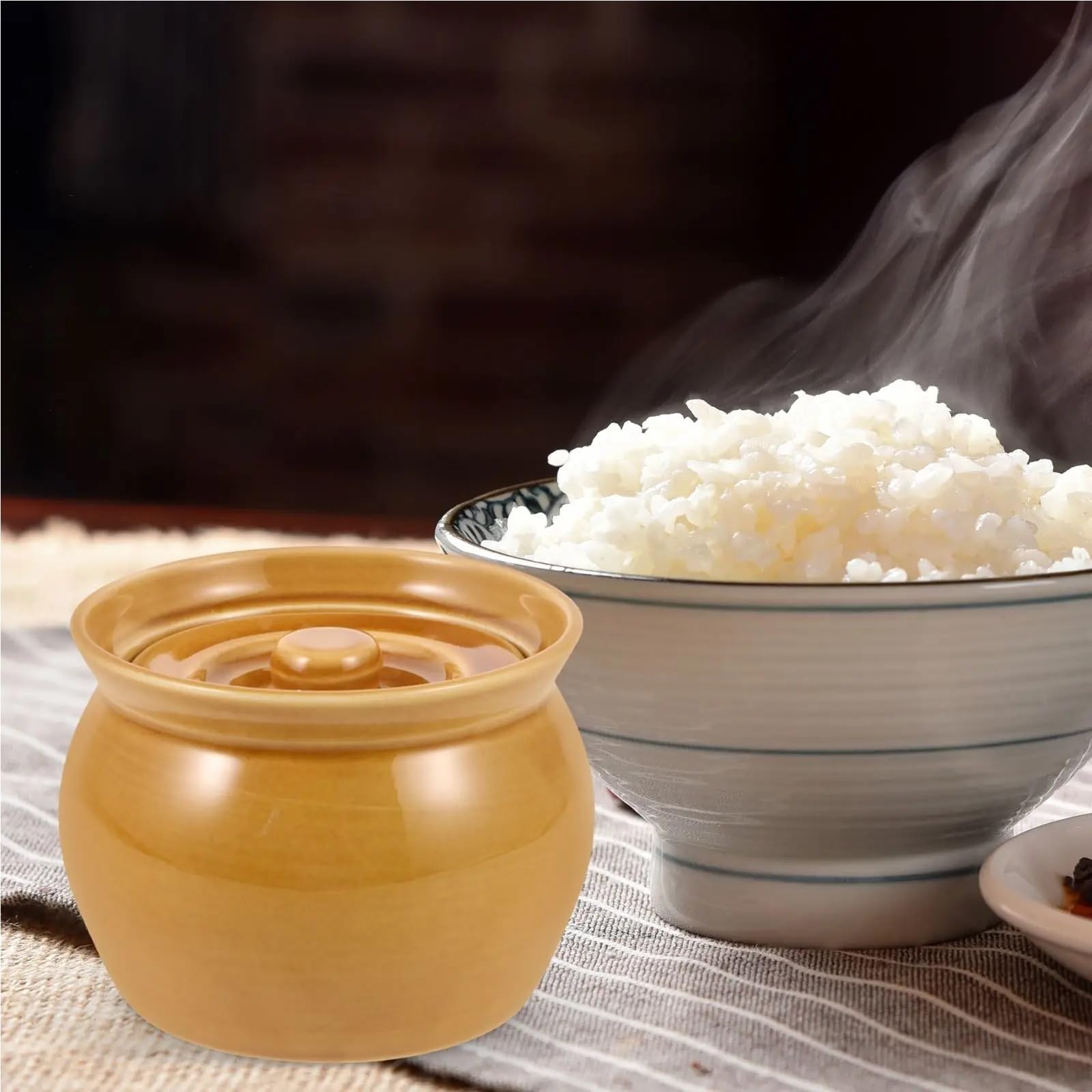 Cacerola Olla de barro for hervir a fuego lento, tarro sopa con tapa, cuenco pequeño cerámica for guisado, cubierta, vajilla, cazuela cocina