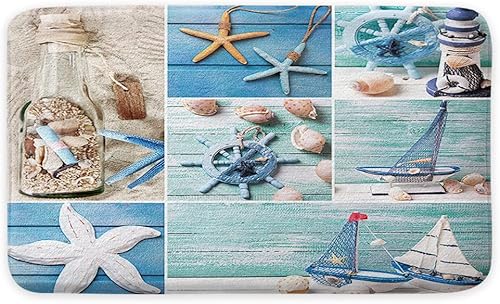 Tapetes de baño de playa, tapetes náuticos para baño, diseño de vela marina de verano, antideslizante, tapete de baño de microfibra suave lavable