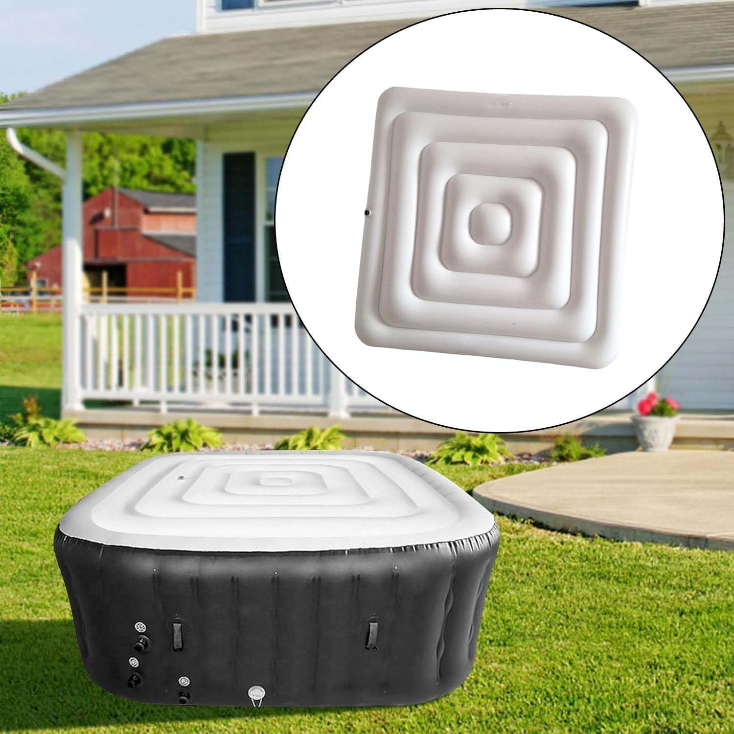 inflatable hot tub cover for square hot tub with outdoor inflatable energy saving and rain protection overflow cover for 4-6 person square 5.4ft