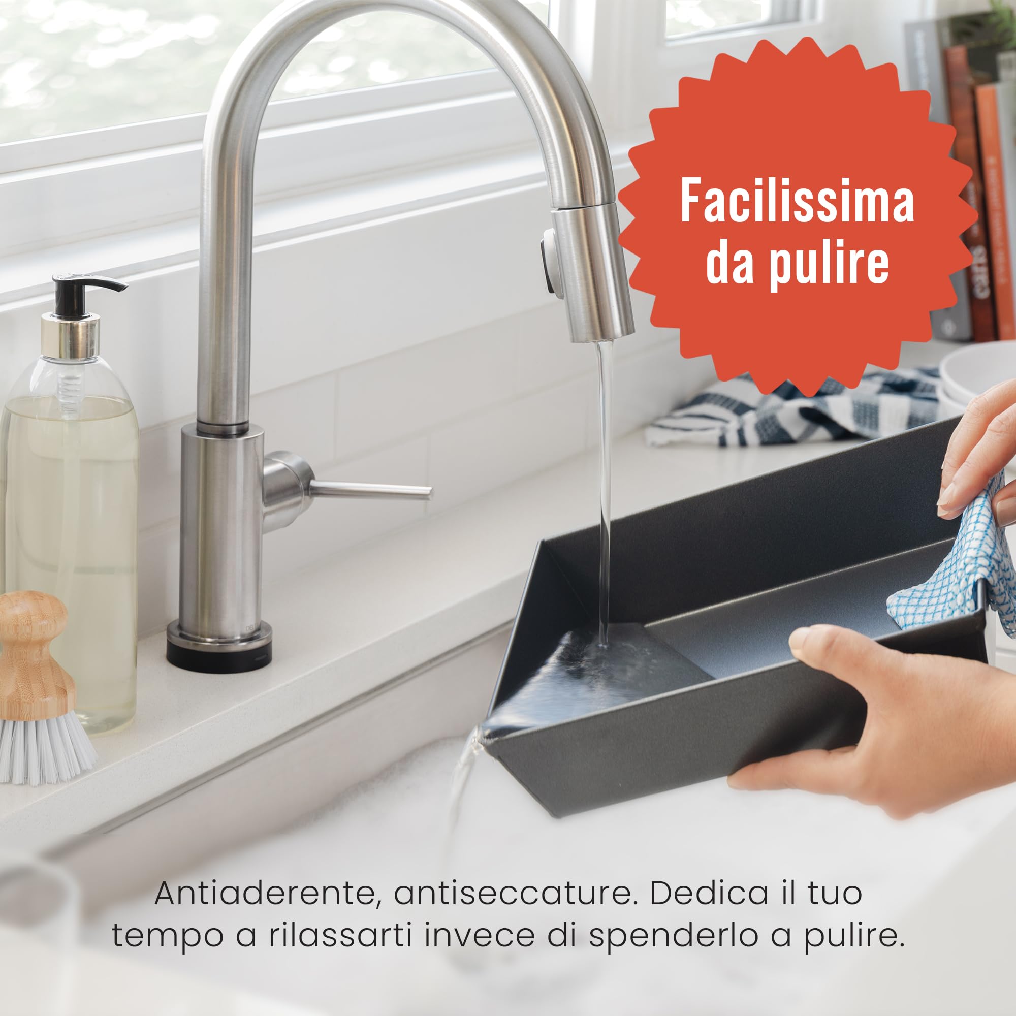 Chef Pomodoro Teglia Forno Rettangolare, Teglia da Forno per Pizza Alta, Focacce e Torte in Alluminio Antiaderente Anodizzato, Lasagnera Con Strato Oleoso Antiaderente (25 X 20 cm)