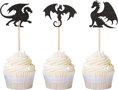 Jevenis Ensemble De 24 Cupcake Dragon Topper Decoration De Gateau Dragon Decoration De Chevalier Du Dragon Idees De Fete Amazon Fr Cuisine Et Maison