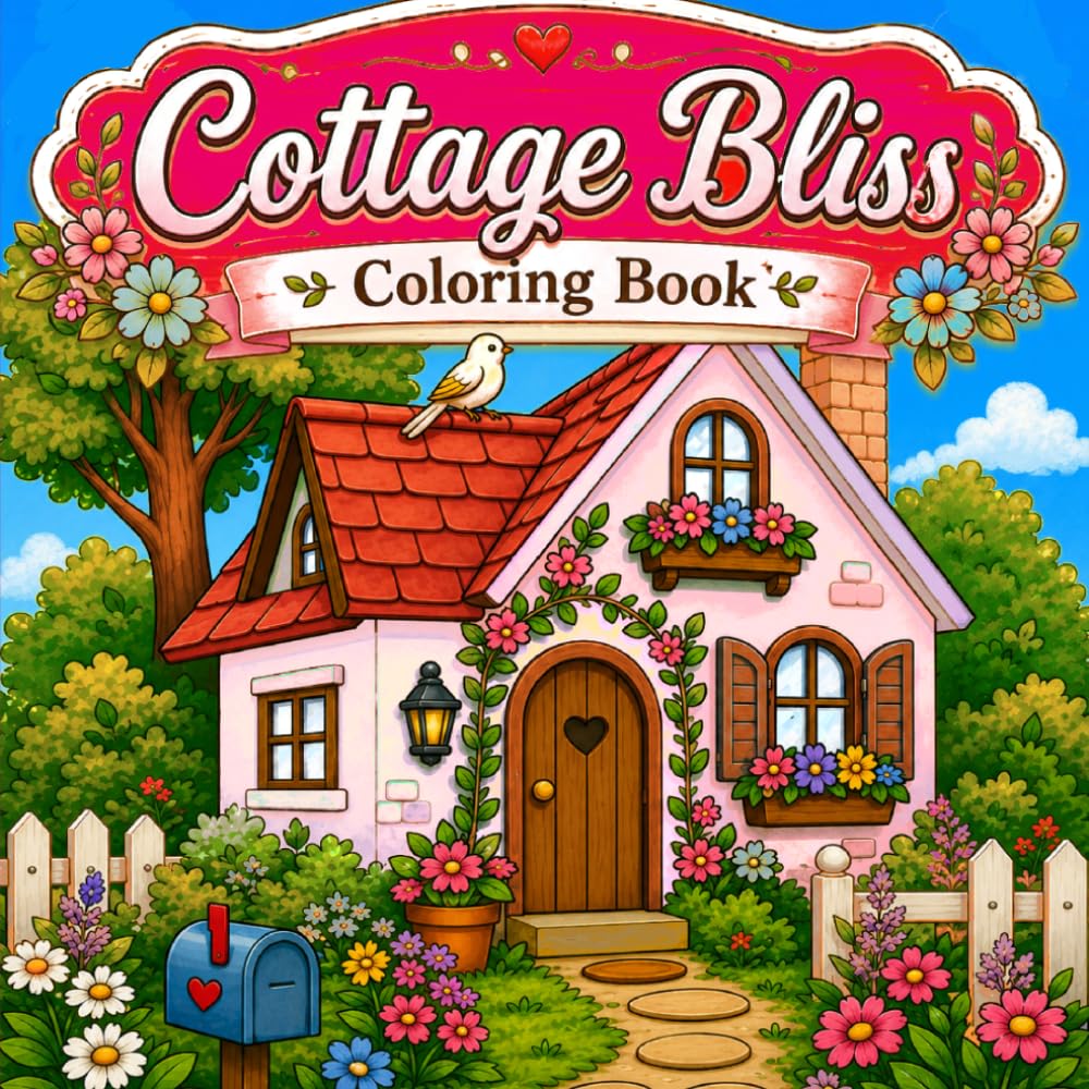 Cottage Bliss Coloring Book: Whimsical Cottages, Peaceful Seasons, and Adorable Forest Friends to Color