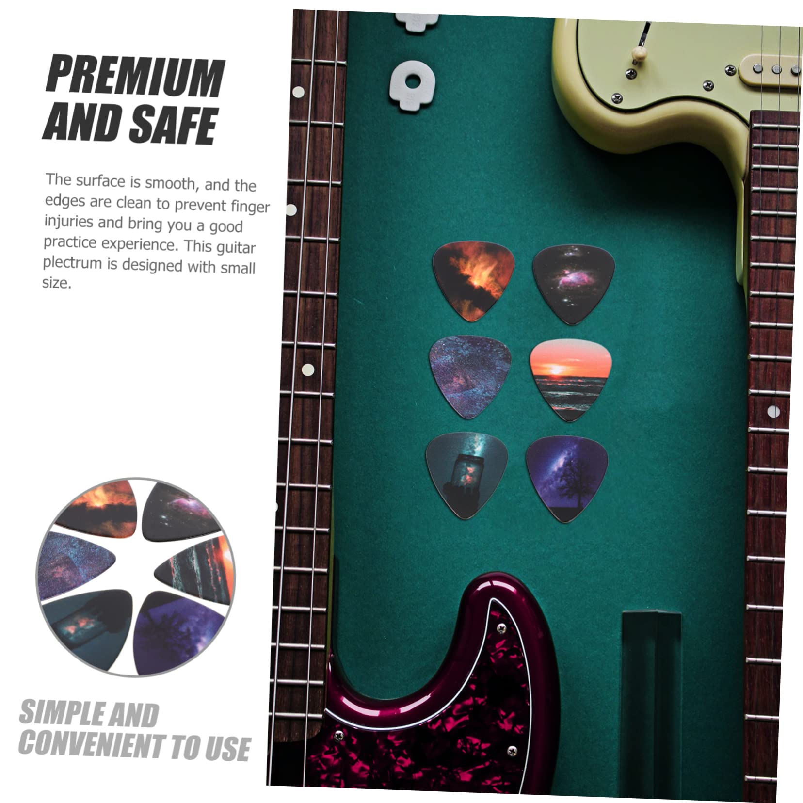 Toyvian 4sets Plettri Per Chitarra Celluloide Scatola e Sacchetto Plettri Resistenti Per Chitarra Elettrica Acustica e Basso Accessori Pratici Per Musicisti