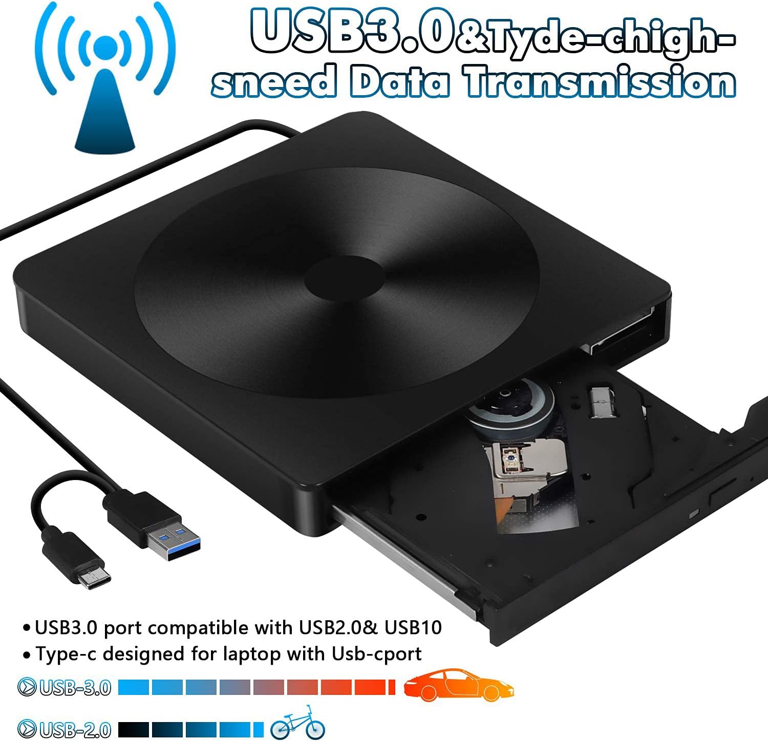 Buy External Cd Dvd Drive For Laptop Usb 3 0 Type C Portable Cd Dvd Rw Drive Slim Dvd Cd Rom Rewriter Burner With Protective Storage Carrying Case Bag Online In Hungary B08hd7tfrh