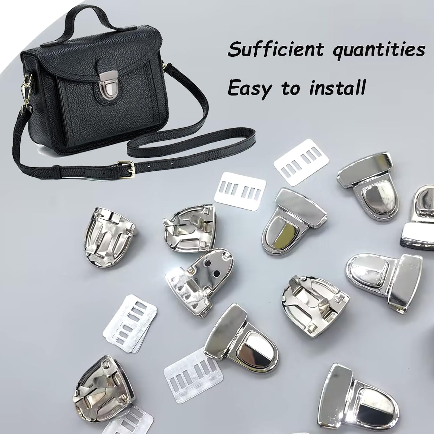 10 Sets Tuck Lock Clasp Catch Purse Tongue Lock Metal Press Lock Buckle for DIY Crafts Handbags Backpacks Wallets Leather Handbags Making