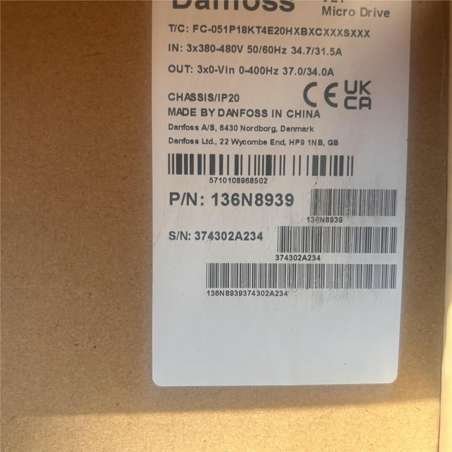 1Pcs Inverter FC051 Series FC-051P1K5T4E20H3, 2.2KW to 22KW(LCP11 Panel)