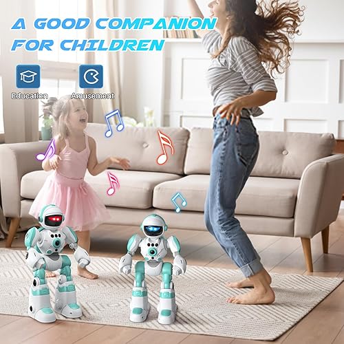 Miniatura 4 de Robot de juguete para niños, robot de control remoto, robot programable con voz grabada, música y control de gestos, regalo para niños pequeños y