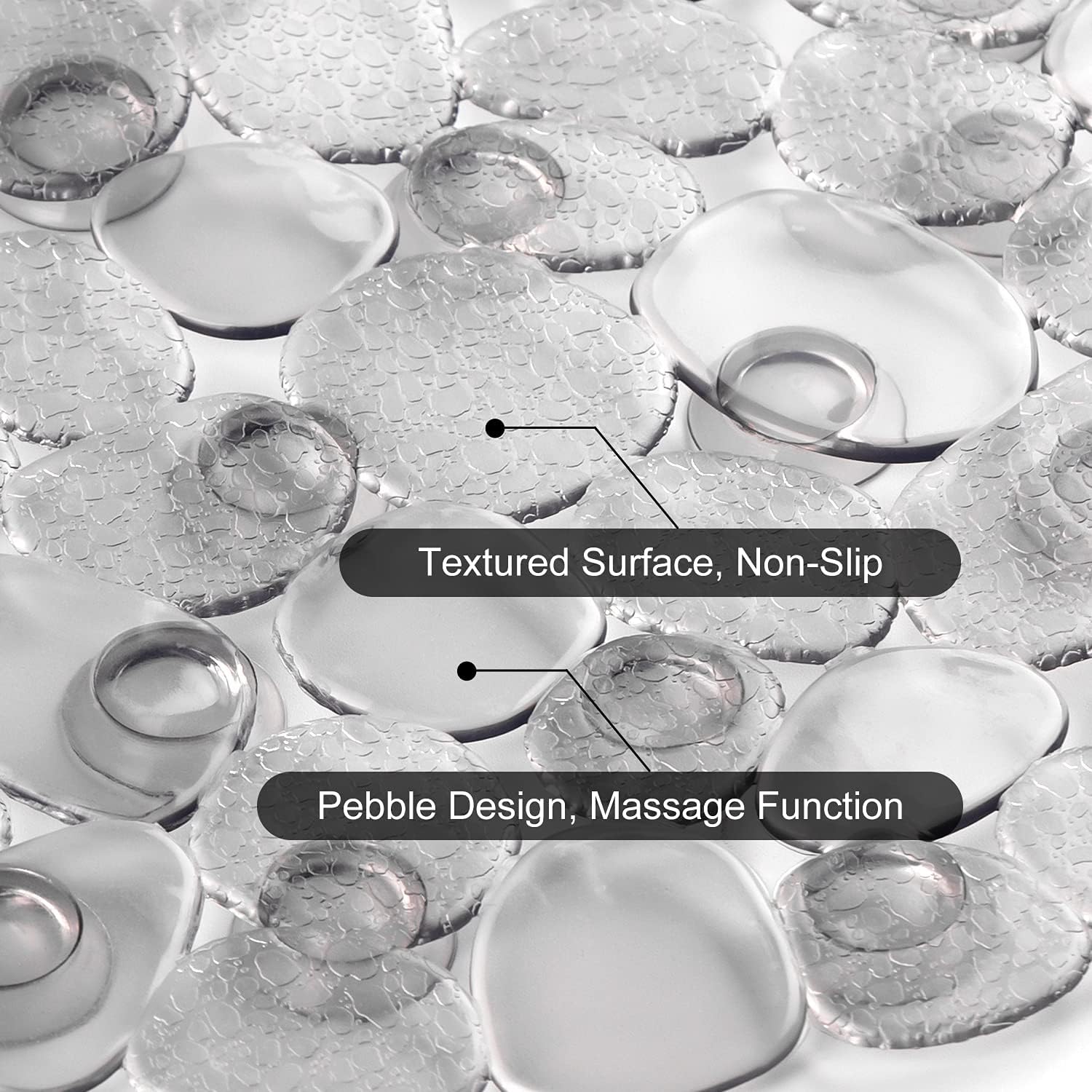 WELTRXE Bathtub Mat, Non-slip Shower Mat, PVC Bath Mat with Suction Cups and Drain Holes, Anti-Mould - Image 4