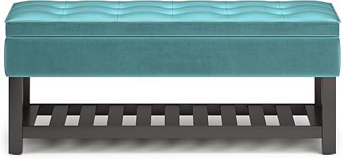 Miniatura 113 de SIMPLIHOME Cosmopolitan - Banco otomano rectangular de transición de 44 pulgadas de ancho con parte inferior abierta en piel sintética vegana gris