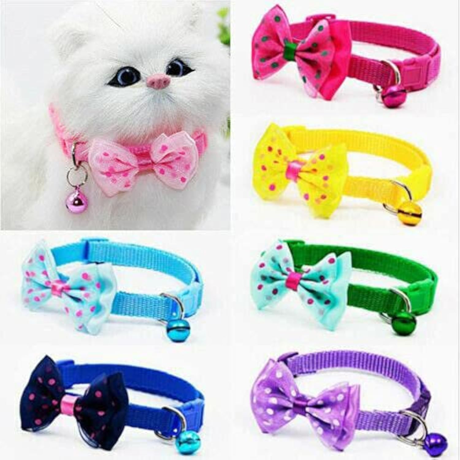 2.Pcs Dog Cat Pet Bowknot Cute Bow Tie Bell Adjustable Puppy Kitten Necktie Collar (Buy 1 Get 1 Free) Color May Vary ,?10 x 10 x 5 cm; 150 Grams
