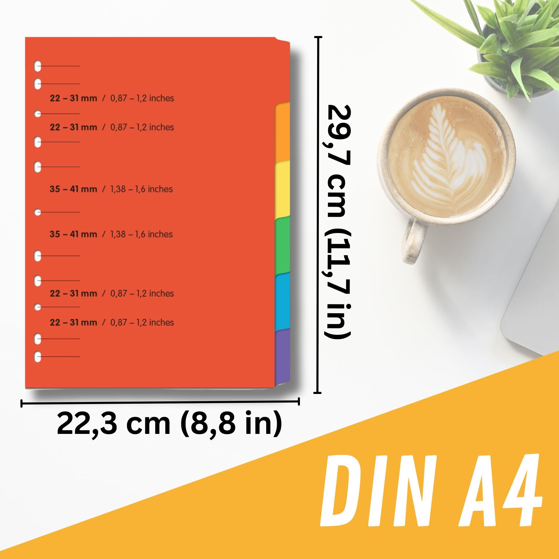 perfect line Zakładki do Segregatora DIN-A4, 6-elementowy Zestaw Zakładek do Segregatora 5 Szt, Kartonowe Przekładki, Separatory do Segregatora