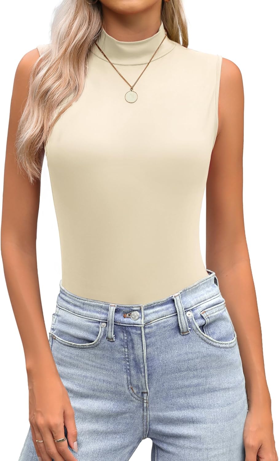 Zeagoo Womens Mock Turtleneck Tank Tops 2026 Slim Fitted Sleeveless Top Stretchy Basic Casual Layer Tee Shirts