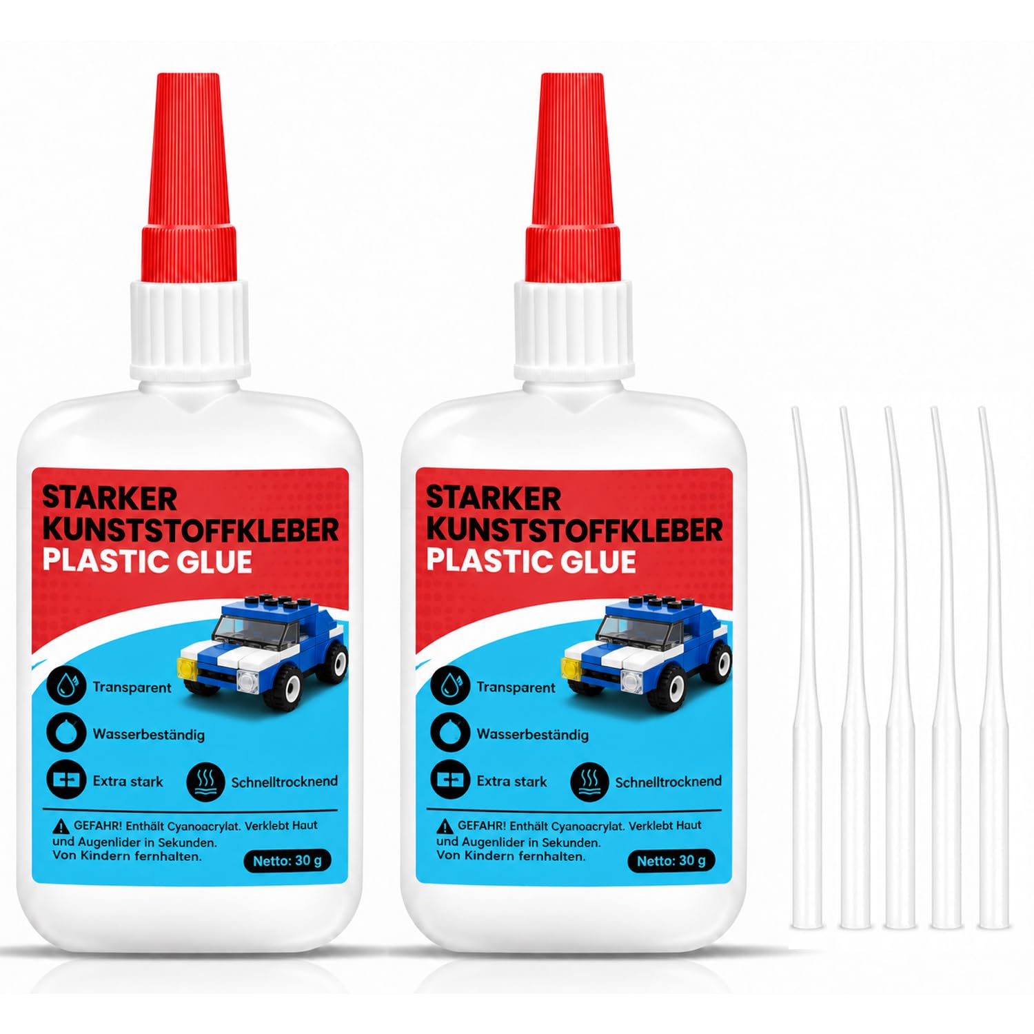 Plastic Glue, Clear Super Glue for Plastic, 2 Pack (30g)