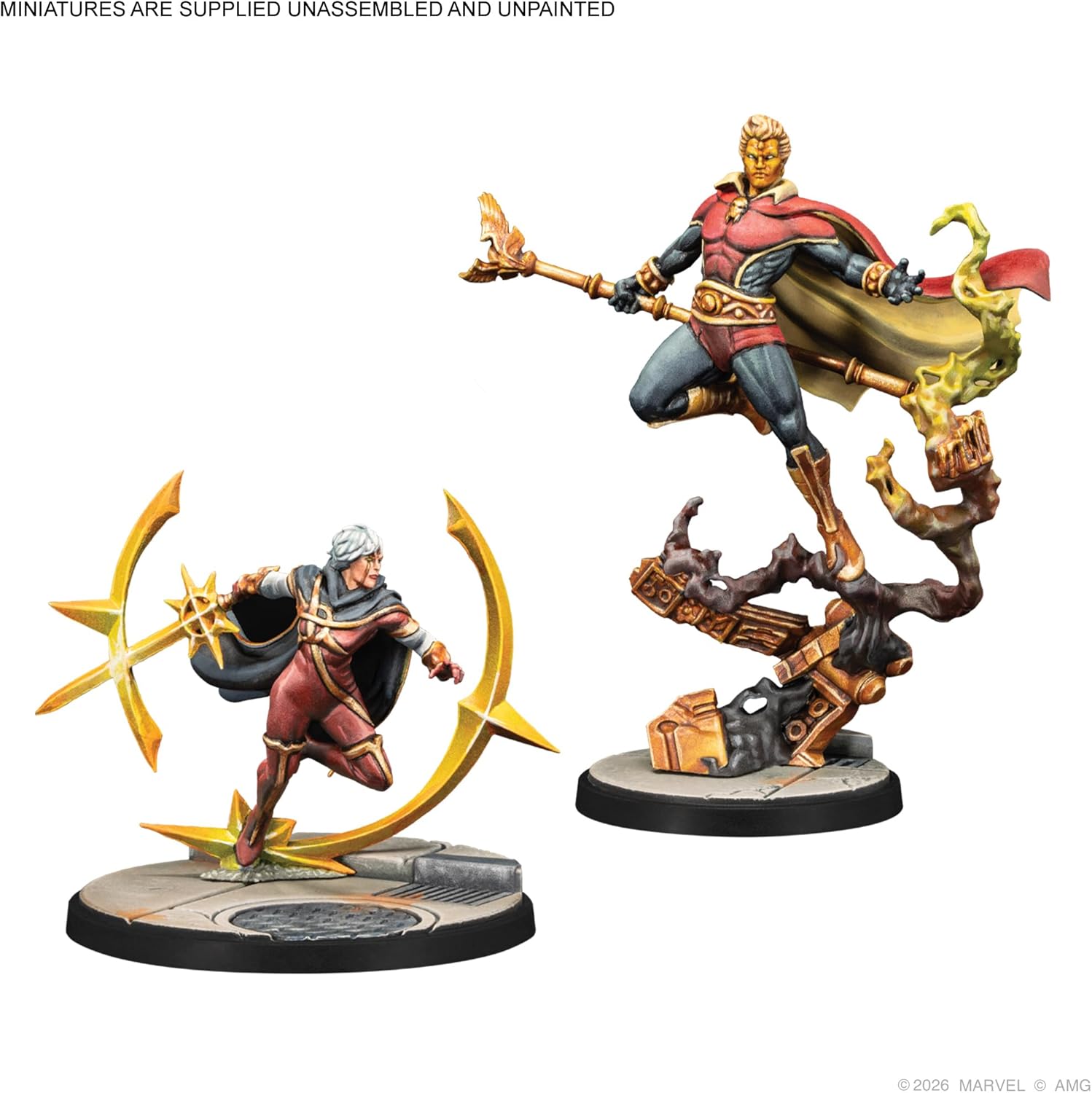 Asmodee Marvel: Crisis Protocol Adam Warlock, Moondragon & Quasar Character Pack - Includes 3 Miniatures, Tactic Cards & Infinity Gems, Tabletop Superhero Game, Ages 14+, 2 Players, 90 Min Playtime