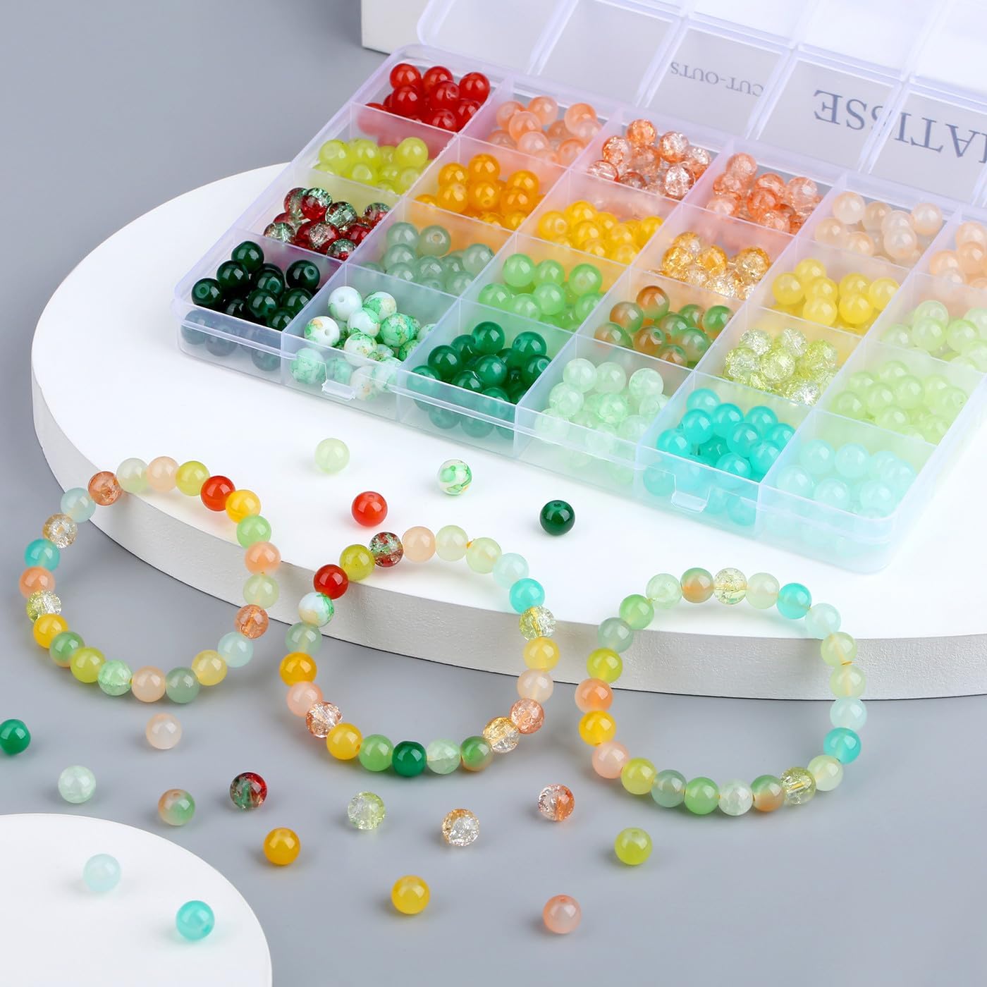 DUQGUHO 8mm Red Yellow and Green Beads for Bracelets image 3