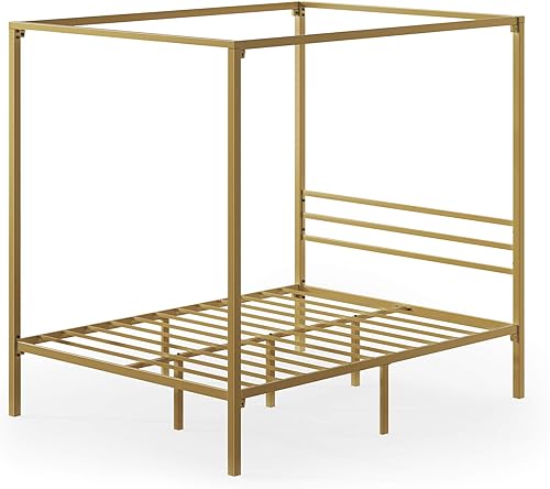 Miniatura 9 de ZINUS Patricia - Base de cama con toldo de metal dorado, base de colchón con soporte de listones de acero, no necesita somier, fácil montaje, tamaño