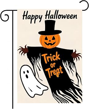 Happy Halloween Garden Flag 12x18 Inch Double Sided Outside Trick or Treat Garden Flag Halloween Yard Flag for Outside