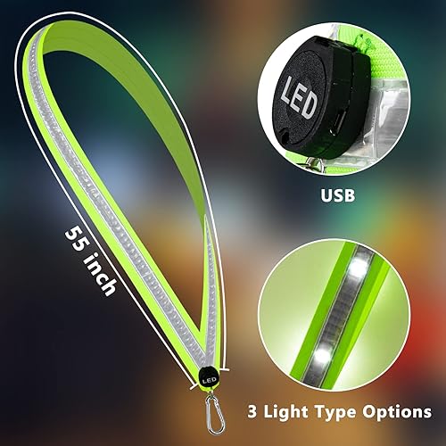 Miniatura 3 de Equipo de Correr Nocturno LED de Alta Visibilidad con Cinta LED Intermitente para Correr al Aire Libre, Ciclismo, Senderismo, Trotar, Iluminación