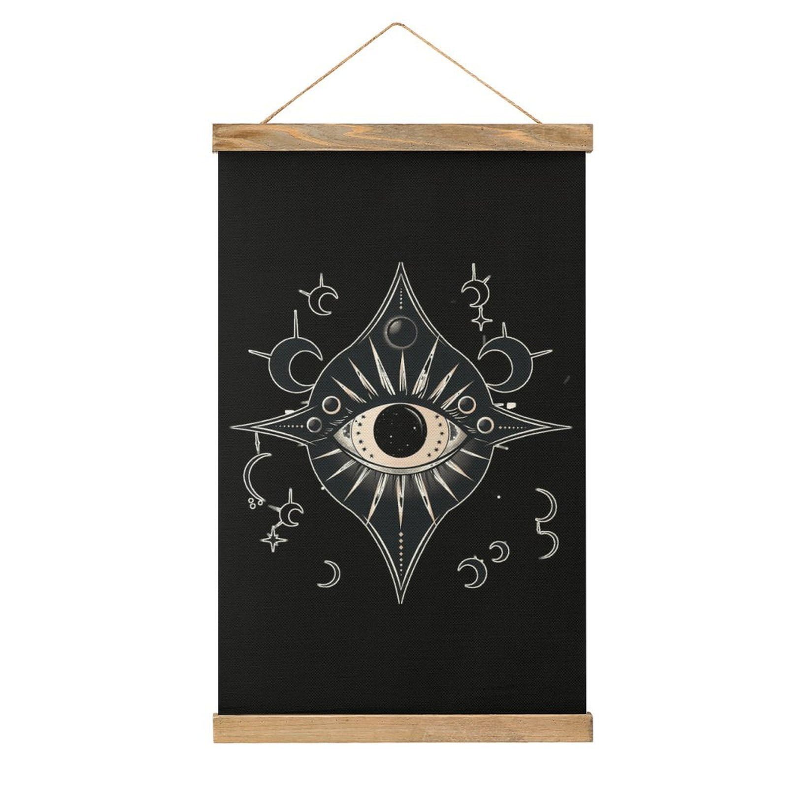 CGSBNGHA Gothic Blackcraft Wiccan Witch Pagan Eye Wall Art Prints Linen Hanging Painting Scroll Paintings Pictures Decor for Home