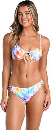 Hobie Womens Underwire Front Tie Bralette Bikini Swimsuit Top