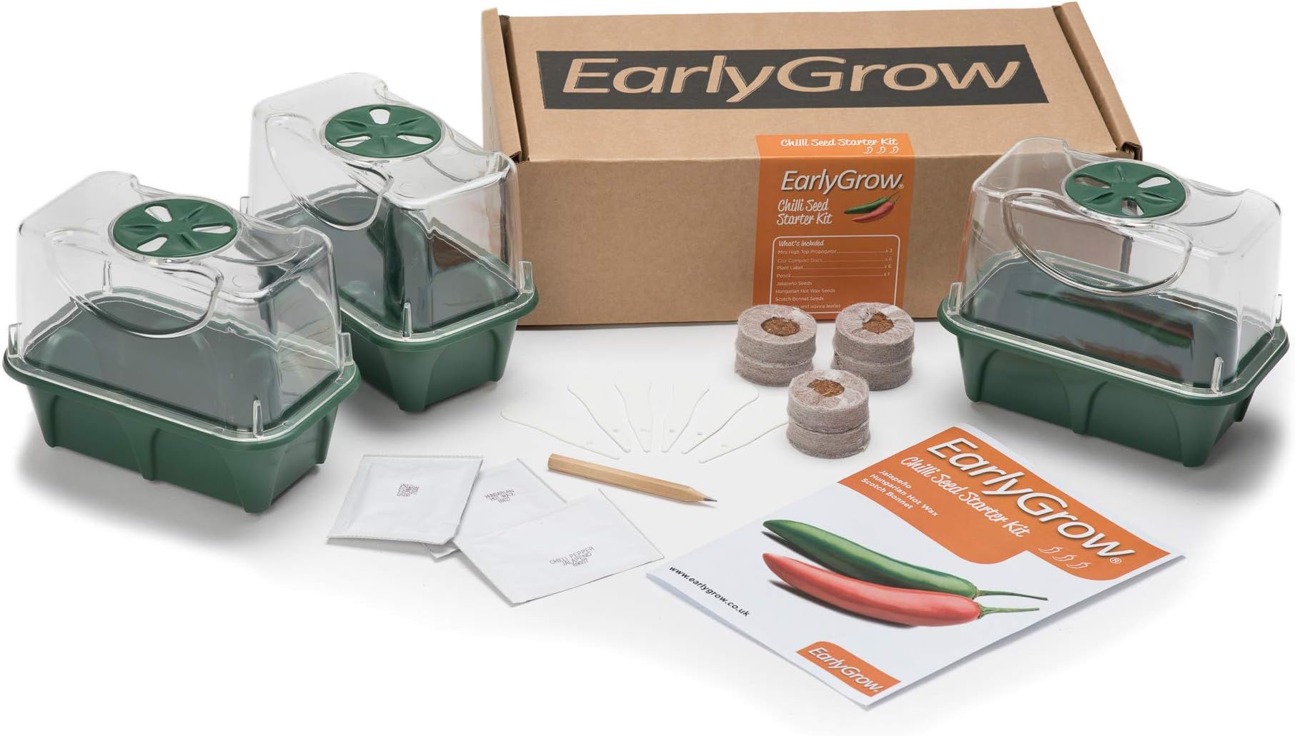 EarlyGrow MPL50130/CHI Chilli Seed Starter Kit Grow Your Own Jalapeno, Hungarian Hot Wax and Scotch Bonnet Chilli Peppers