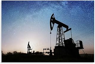 Under Sunset Extraction Natural Gas Or Petroleum Poster (7) Canvas Painting Wall Art Poster for Bedroom Living Room Decor 12x08inch(30x20cm)