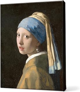 DAJONART Girl with a Pearl Earring Canvas Wall Art,Vintage Wall Decor,Retro Landscape Prints Oil Painting for Living Room, Bathroom, Bedroom Decor, Housewarming Gift for Women,8"x 10"
