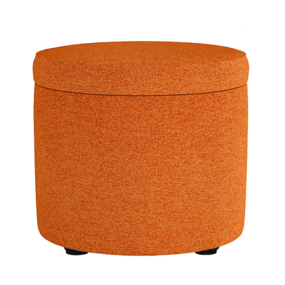 Repose-pieds déhoussable en lin orange pour un nettoyage facile