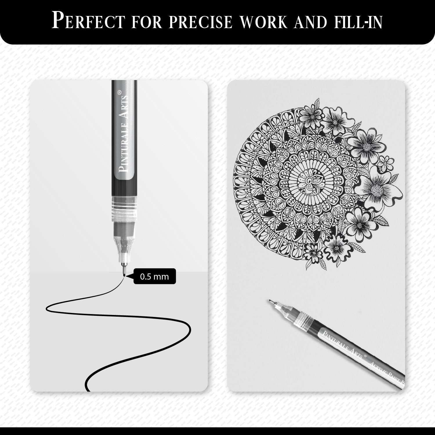 Pinturale Arts Extra Fine Tip Black Paint Pen | Set 4 Black Paint Pen Extra Fine Tip (0.7mm & 0.5mm) | For Ceramics, Rock Painting, Glass, Wood, Canvas, Metal - 5