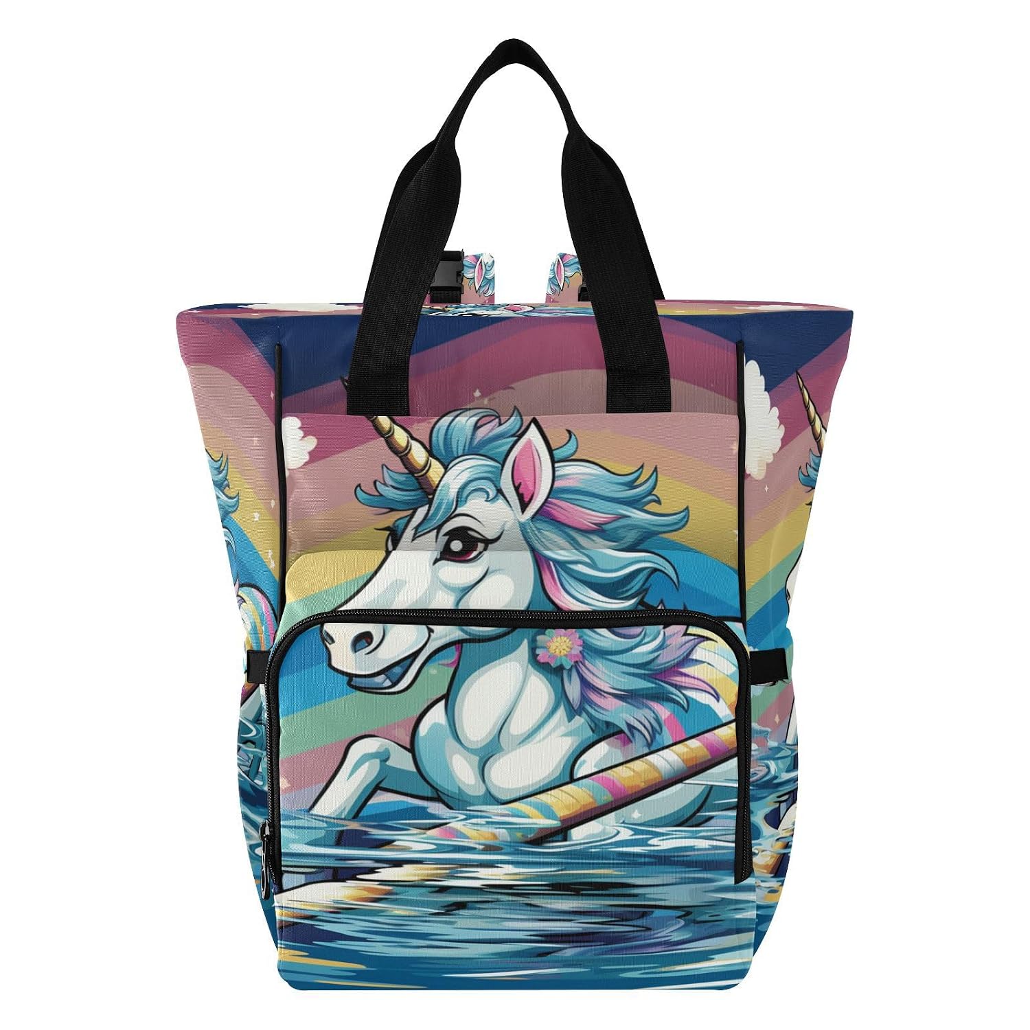 Cute Funny Unicorn Diaper Bag Travel Backpack Large Capacity Tote Mom Bags for Dad Women Girls