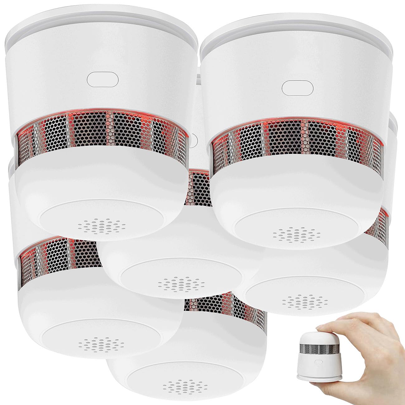 VisorTech 6er-Set Mini-Rauchwarnmelder, 85 dB Alarm, 10 Jahre Batterie, EN 1460