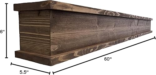 Miniatura 2 de Mantel rústico  Mantel de chimenea para decoración  Estante de madera  Fabricado en Estados Unidos  Estante flotante  Envoltura de chimenea de