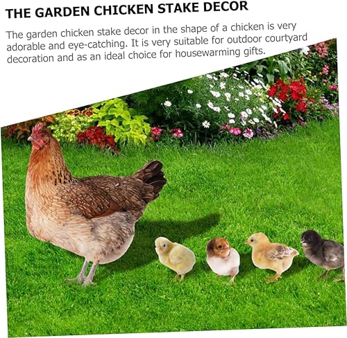 Miniatura 4 de IMIKEYA 1 juego de enchufe de tierra de gallina pollito, decoración de metal, decoración al aire libre, decoración de puerta, estaca de jardín de