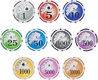 Vista 4 de Brybelly Yin Yang Poker Chip - Compuesto de arcilla pesada de 0.49 oz, paquete de 50