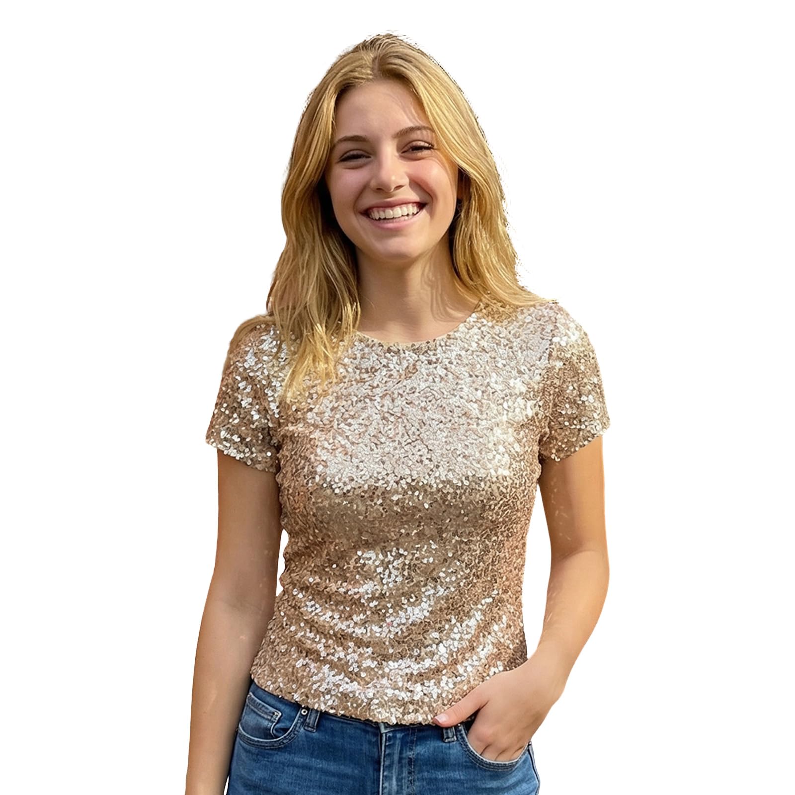 T-shirt pailleté femme Caziffer chic et décontracté pour l'été