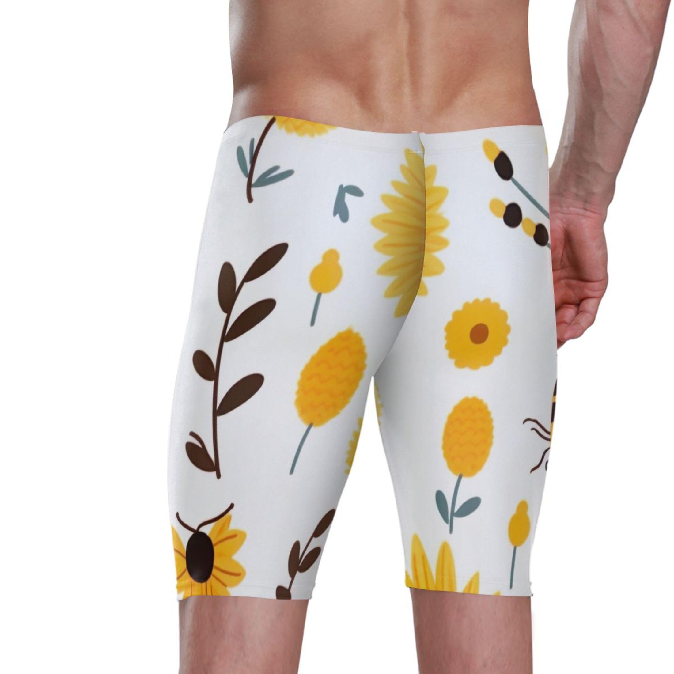 UMIRIKO Sunflower Bee Swim Jammers for Men Athletic Durable S B0401511