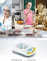 Vista 8 de CGOLDENWALL Báscula de laboratorio de precisión de 1000 gX0.0.04 oz, balanza electrónica analítica báscula de laboratorio digital Báscula de joyería