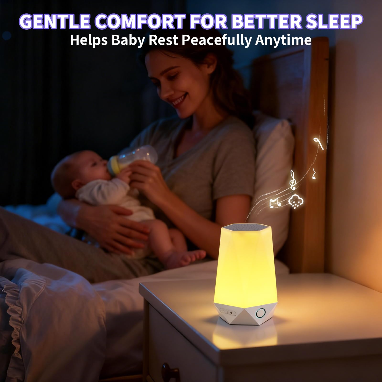 Smart White Noise Machine mit Nachtlicht, 32 entspannende Geräusche, APP-Steuerung & Timer - Schlaf-Soundmaschine für Baby und Erwachsene, ideal für Schlafzimmer & Geschenke