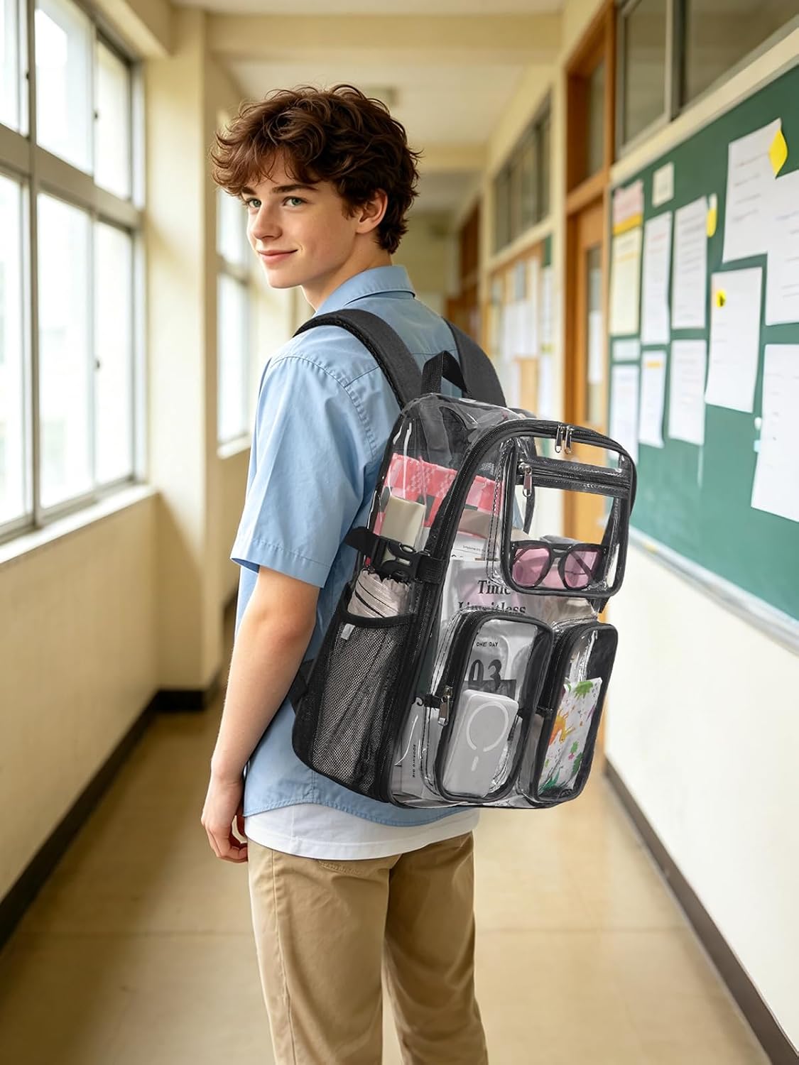 Clear Backpack for School, 17" Heavy Duty Large Clear Bookbag image 2