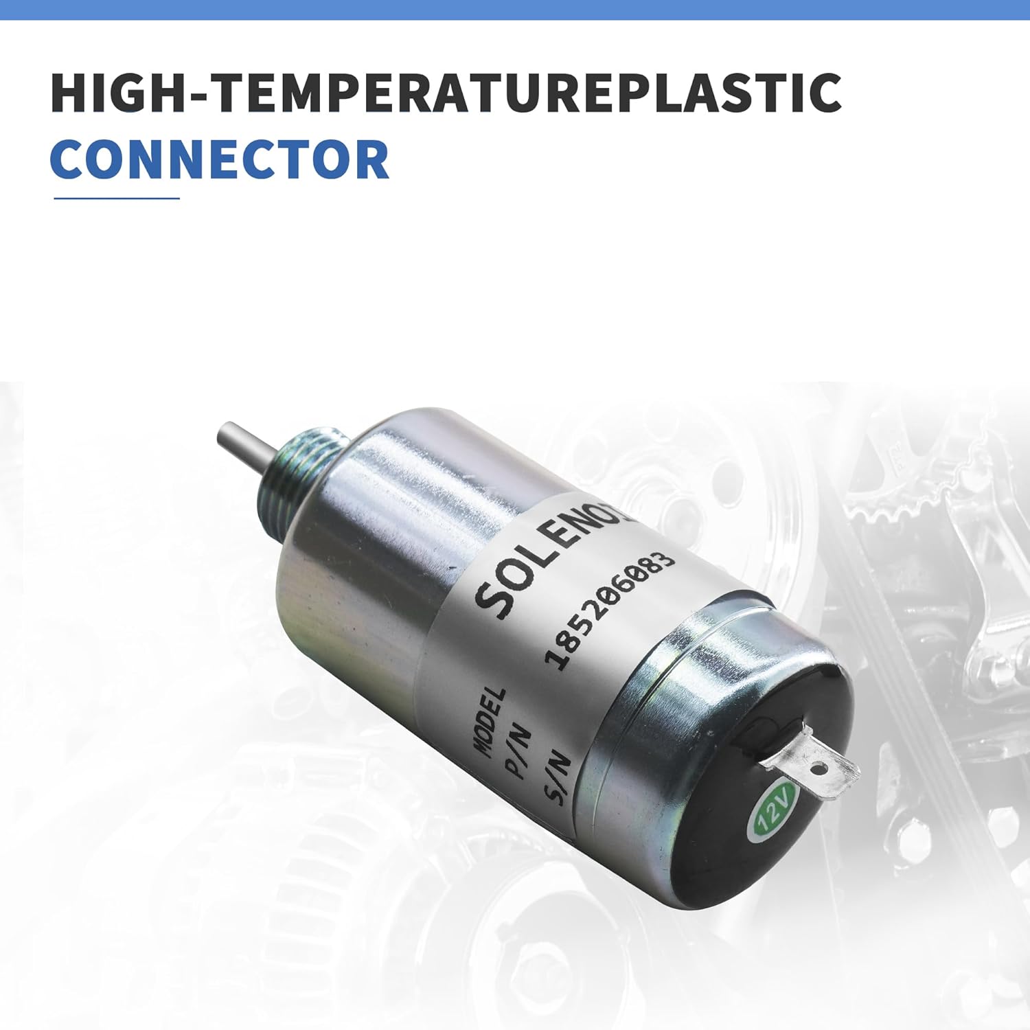 Fuel Shut Off Solenoid 12V Stop Solenoid 185206083 SBA185206085 Compatible with New Holland Skid Steer Loader Tractor, Compatible with Case IH Tractor Loader, Compatible with Perkins 100 Shibaura