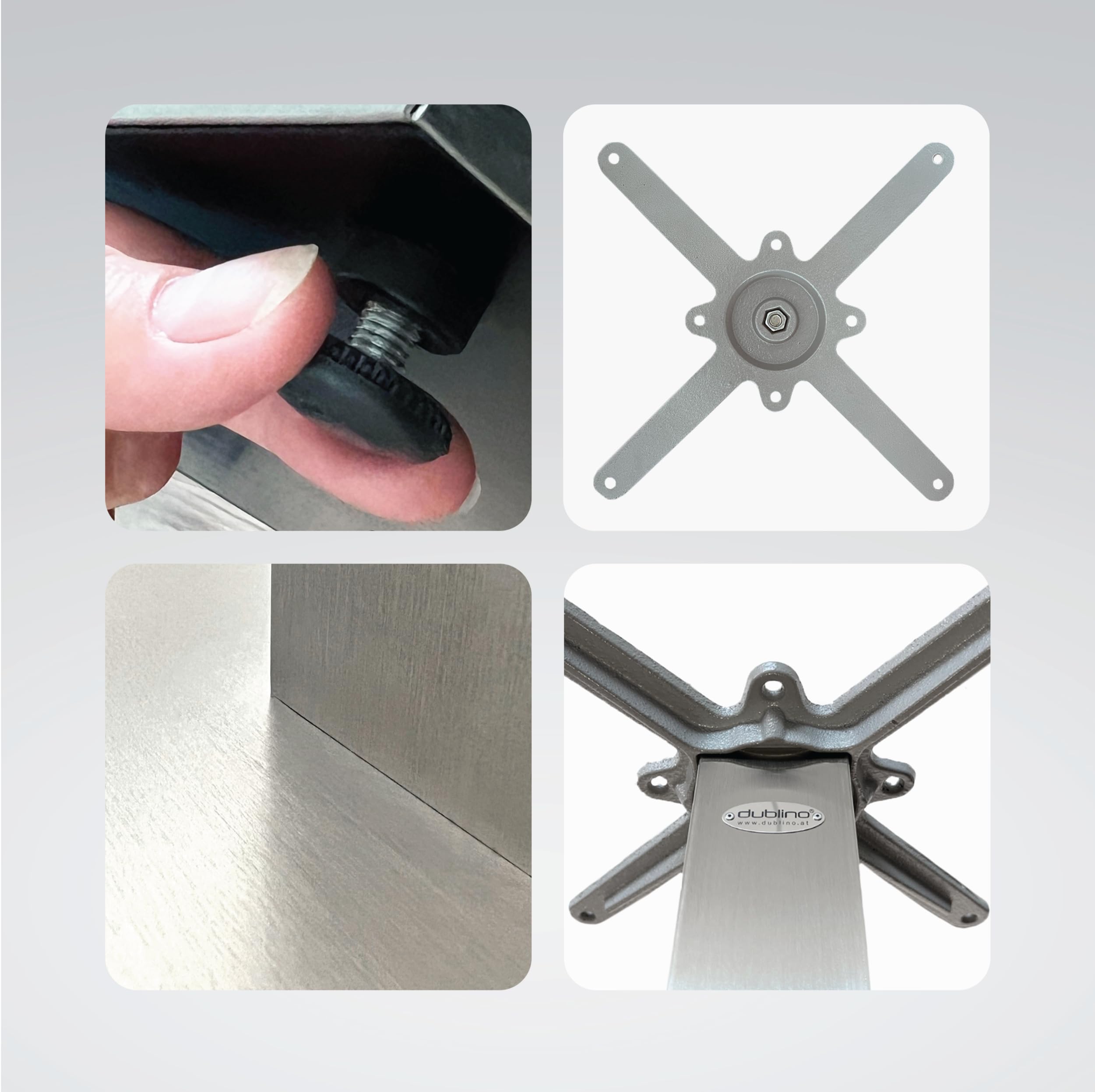 Base per Tavolo da Pranzo Premium in Acciaio Inossidabile - PD7090inox - Gambe per Tavoli (Altezza: 73 cm, Peso: 25 kg, Area di Appoggio: 60x40 cm) - Max. Dimensione della Tavola: 120x80 cm