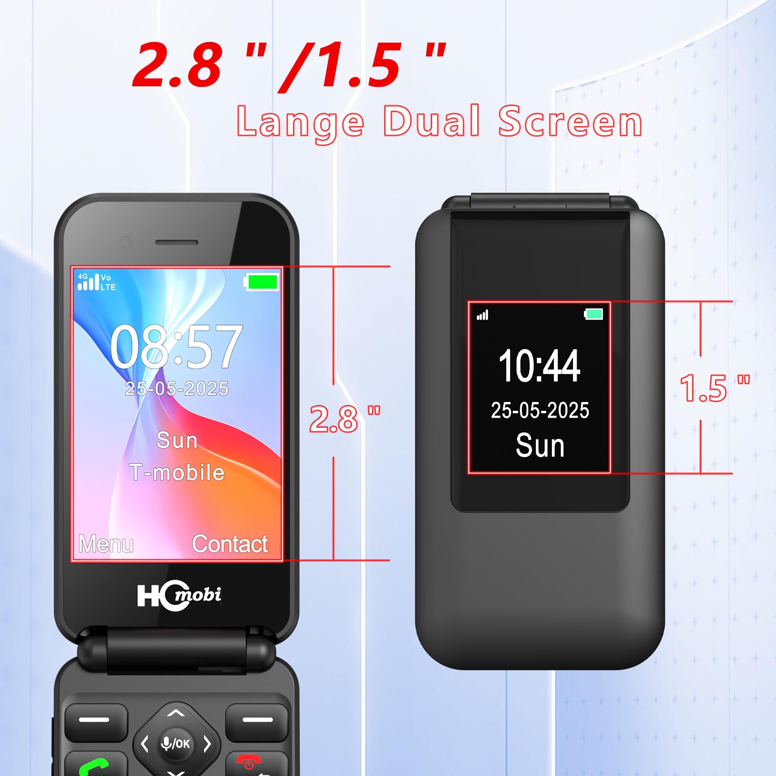 HCMOBI 4G Flip Mobile Phone For Elderly, Big Button Senior
