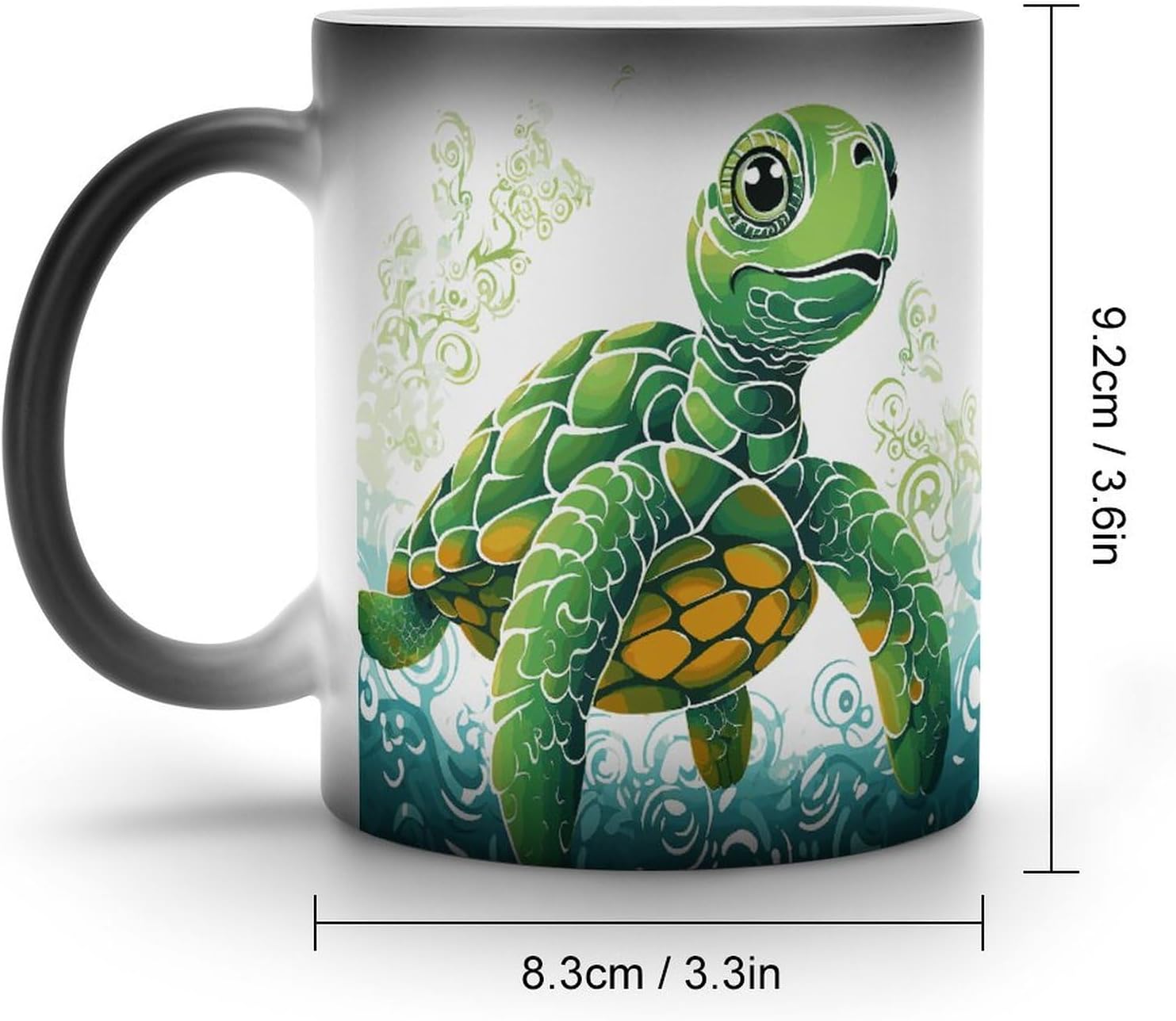 Color Changing Mug Cartoon Turtle Pattern Printed Ceramic Coffee Mug Heat Changing Sensitive Mug Magic Heat Changing Coffee Mug Novelty Coffee Mugs