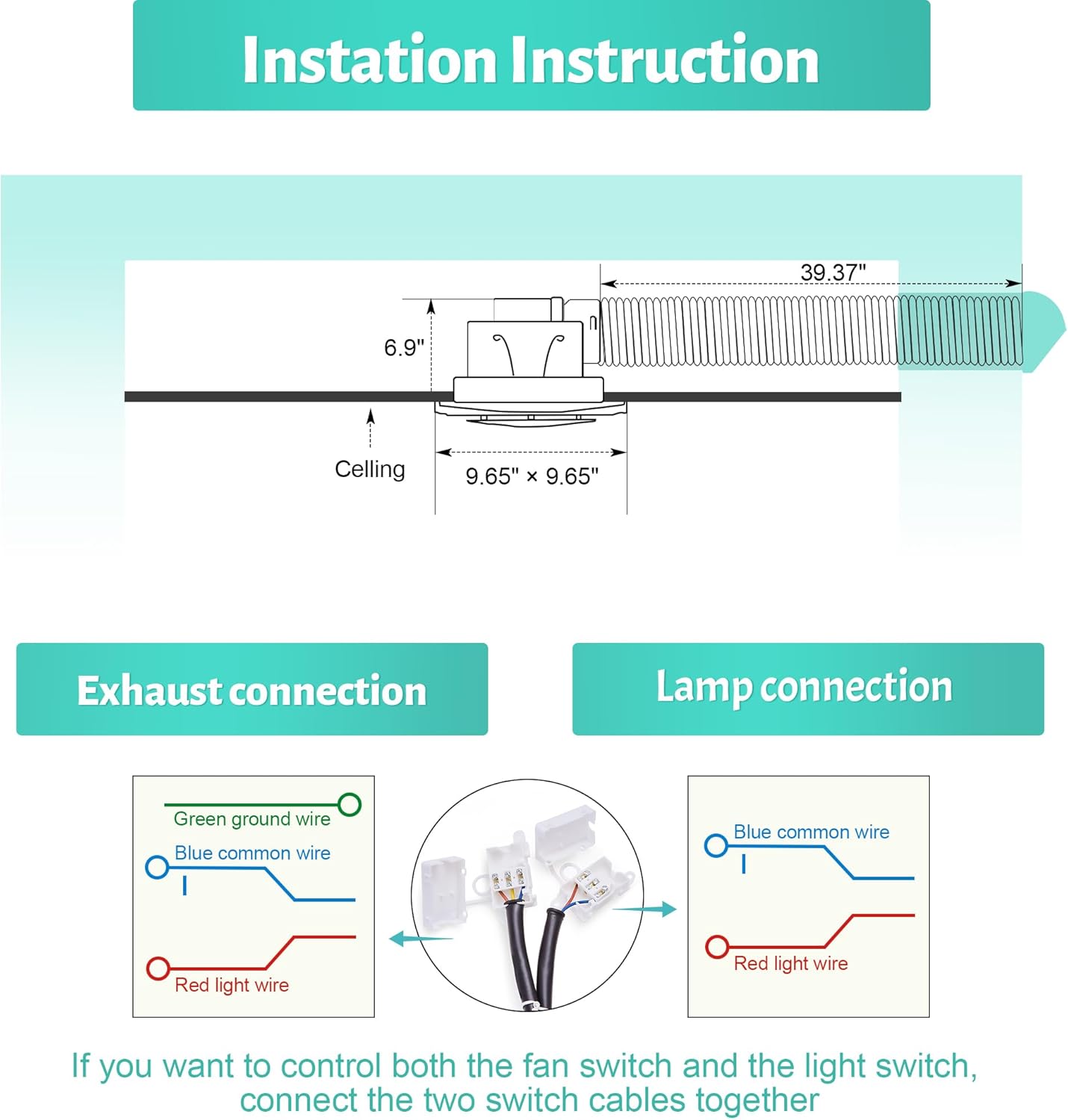 Bathroom Exhaust Fan with Light, 3000K/4500K/6000K Selectable, 110 CFM 1.0 Sones Bathroom Ventilation Fan, 8inch Exhaust Fans For Ceiling Mount with Efficient Air Circulation, Odor Elimination