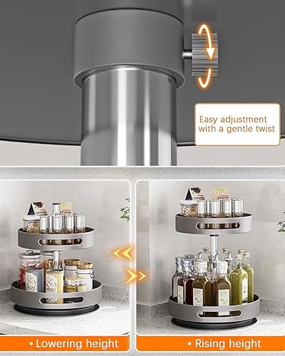 Miniatura 3 de Organizador Lazy Susan de 2 niveles para cocina, tocadiscos para gabinete, organizador de mesa giratoria para organización de mesa de despensa de