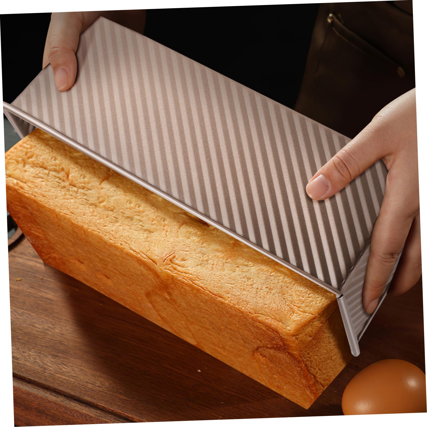 Brotform für Gleichmäßige Hitzeverteilung Rechteckige Kastenform Antihaft Beschichtete aus Kohlenstoffstahl mit Deckel und Belüftung Beim Backen in Küche