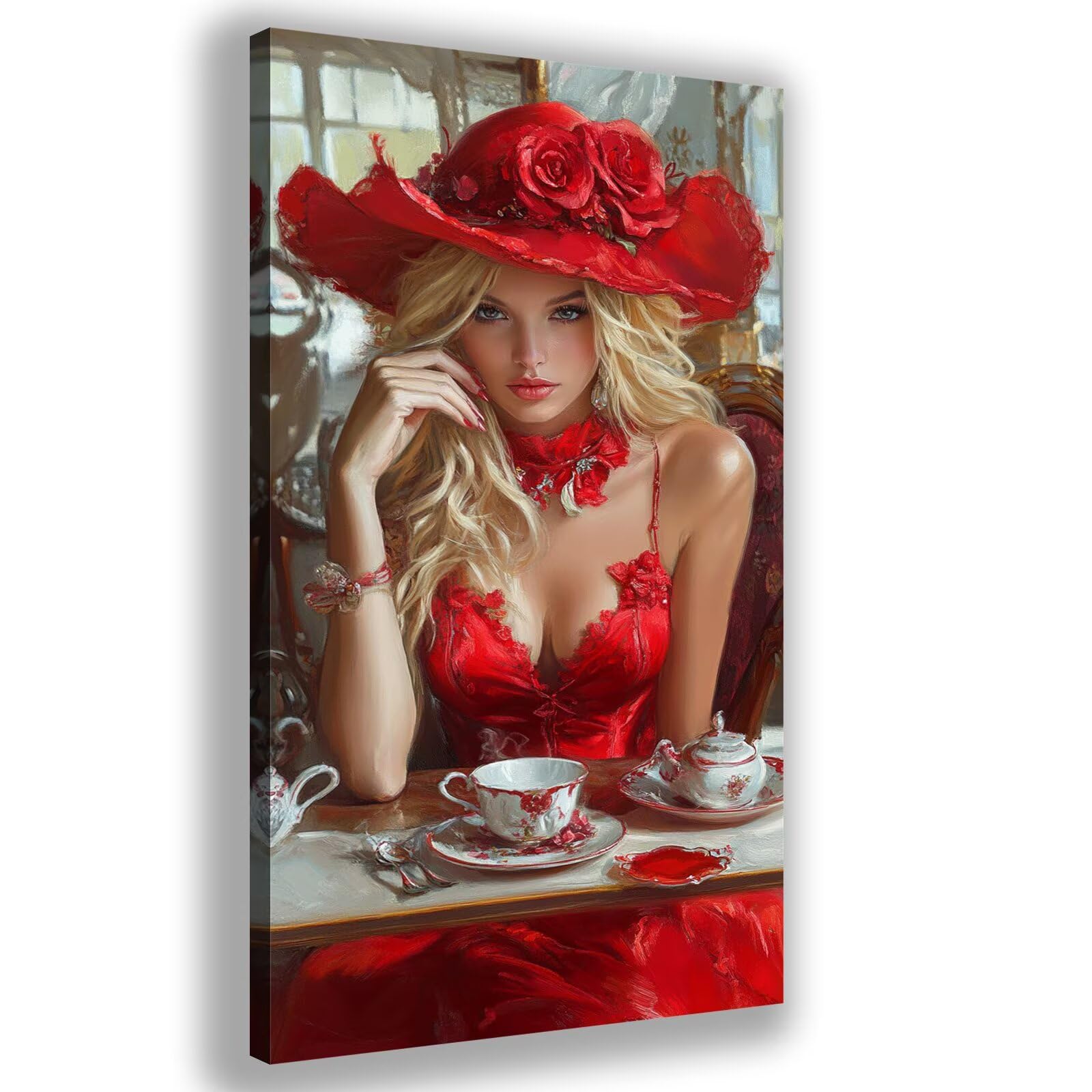 Diamond Painting Rotes Kleid Diamond Art Mädchen Diamant Painting Bilder Erwachsene Groß 80x160cm Malerei Basteln Erwachsene Strass Stickerei Kreuzstich für Deko Schlafzimmer,Neuheiten 2025, Y1104Z