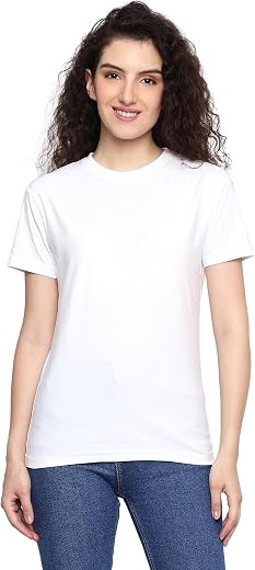 FABIOUS Round Neck T-Shirt Top for Women | Combed Bio-Washed Ring Spun Cotton | Plain | Short Sleeves