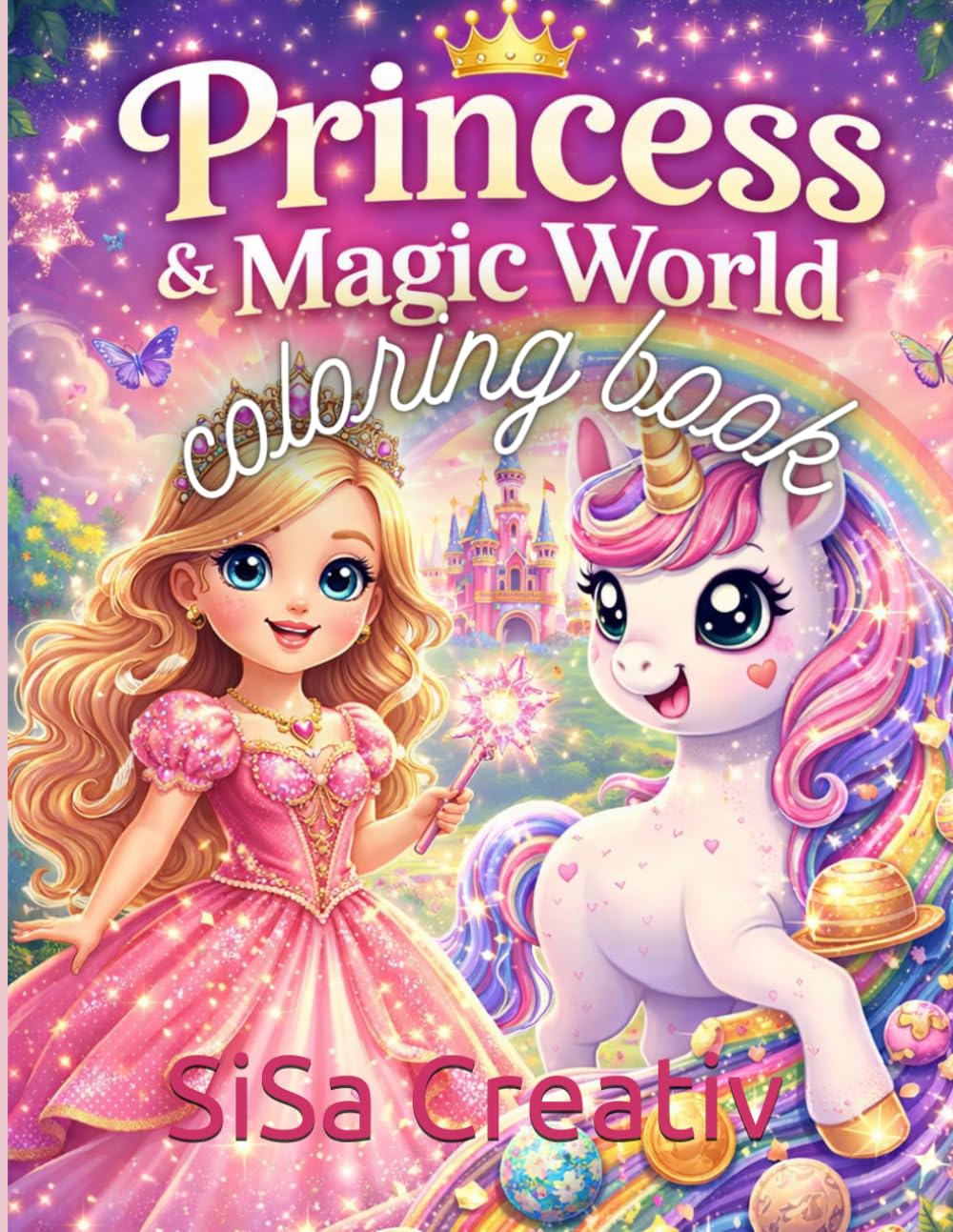 Princess & Magic World Coloring Book: Enchanting coloring pages for ages 3–7 with castles, crowns, fairies and magical scenes