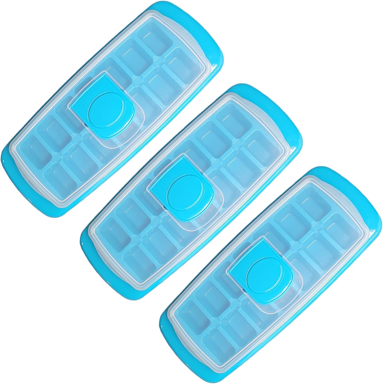 Handy Housewares Anti-Spill 14-Cubes Covered Ice Cube Tray with Easy Flip and Fill Lid (1-pack)